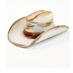 Shyanne Straw Cowboy Hat with Brown Accents and Feather